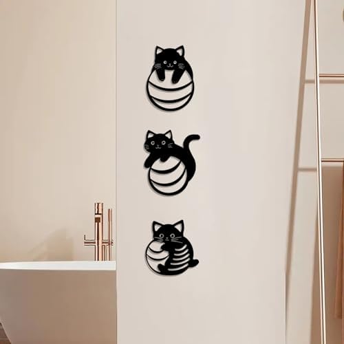 Black Metal Cat Wall Decor Minimalist Abstract Design