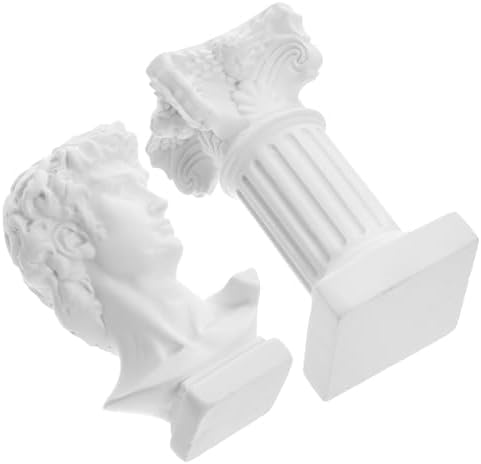 White David Head Statue Resin Roman Column Decor Statue