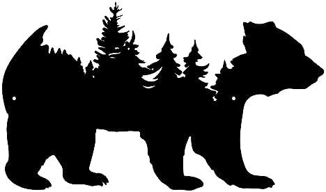 Resama Black Metal Wall Art Bear Forest Sculpture