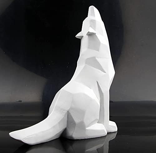 White Howling Wolf Statue Home Decor