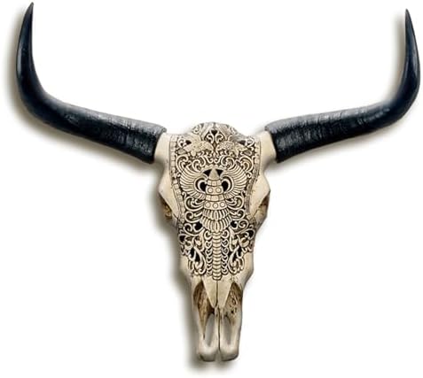 Hand-Carved Authentic Cow Skull Wall Decor 27x26x10 Inch