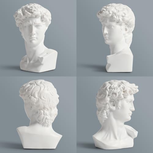 David Head Sculpture 6 Inch Resin Statue White Greek Mythology