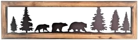 BestGiftEver Rustic Wood Frame Bear Wall Art 34 Inch