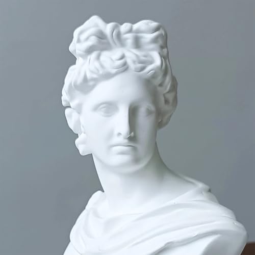 Queenbox 59in White Greek God Apollo Bust Sculpture