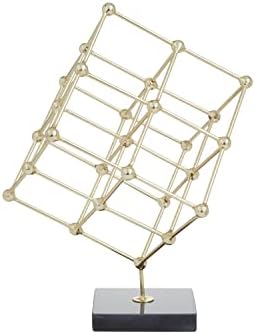 Deco 79 Gold Marble Cube Sculpture with Black Base