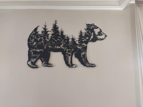 NORTH KAISER Bear Forest Wall Art Black Metal Decor