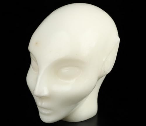 Skullis 43 Inch White Jade Crystal Skull Statue