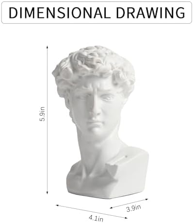 David Head Sculpture 6 Inch Resin Statue White Greek Mythology