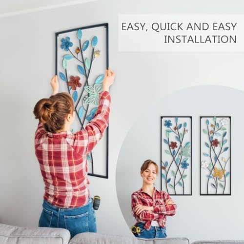 Lifuleiyin 2 Piece Metal Wall Art Butterfly with Flowers