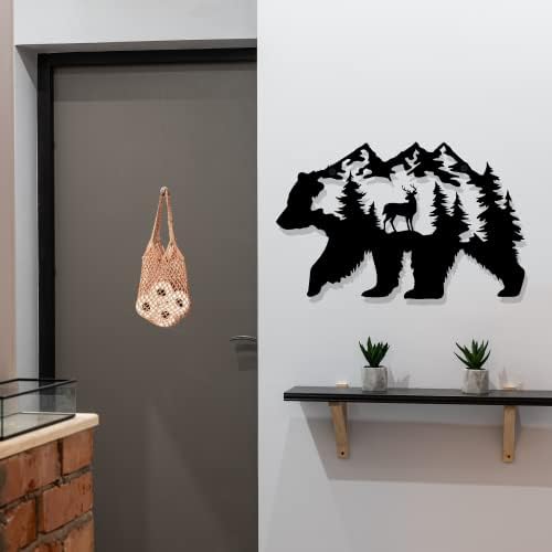 Metal Bear Wall Art - Rustic Forest Decor 14x85 Inch