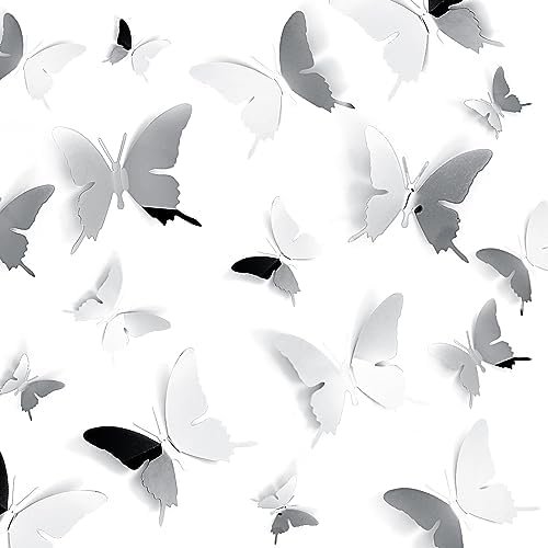Ferraycle 24 Piece Silver Metal Butterfly Wall Decor
