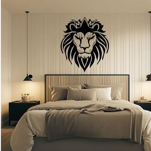 Flewfar Metal Wall Art Lion 24x24 Unframed Black