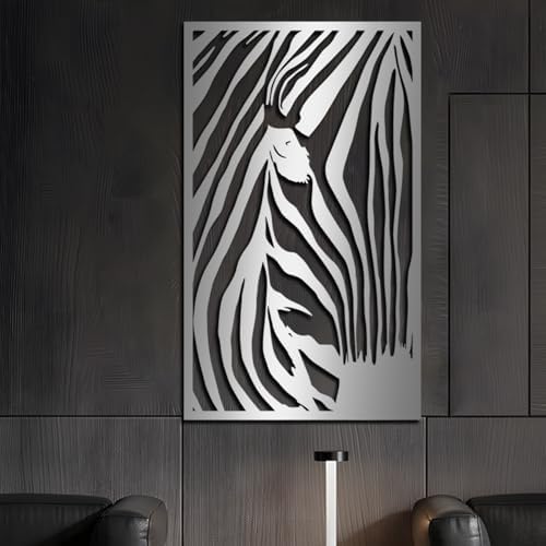 Zebra Metal Wall Art Abstract Line Decor Rustic Wall Sculpture