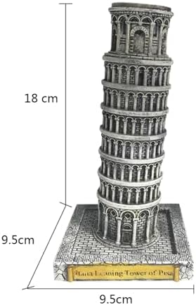 Italy Leaning Tower of Pisa Statue Sculpture - Gray Resin Decor