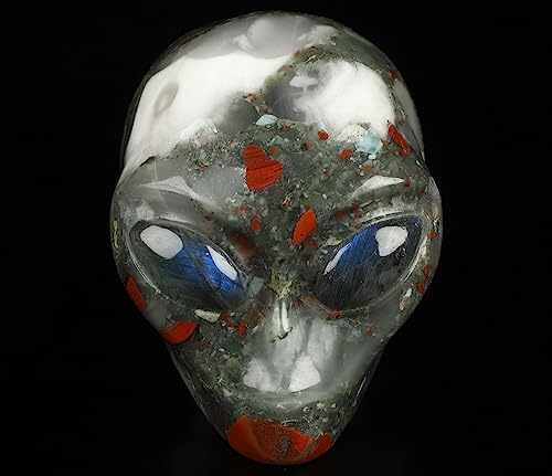 Skullis 41 Inch African Bloodstone Crystal Skull Statue