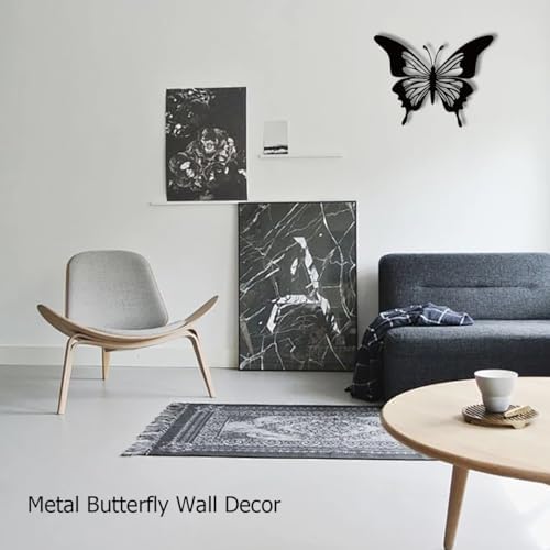 Heoclao Butterfly Metal Wall Sculpture 1 Pc Black