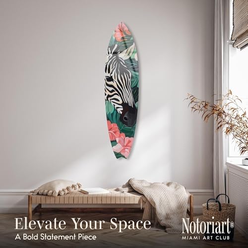 Zebra Hidden in Tropics Surfboard Acrylic Wall Art 15x60 1
