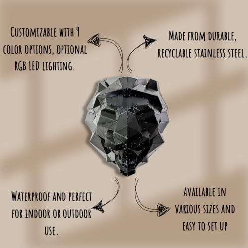 Roaring Lion Head 3D Wall Art - Modern Metal Sculpture
