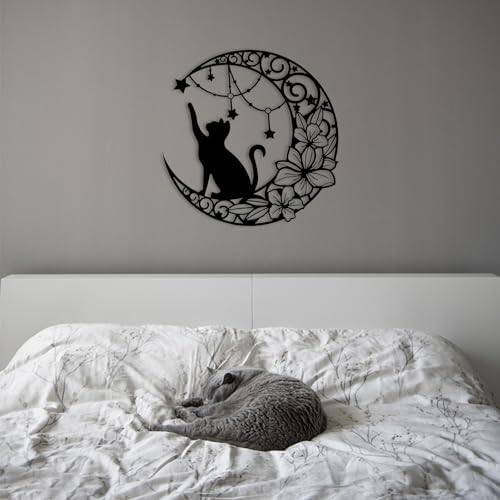 Fzojnxy Premium Black Cat and Moon Wall Art