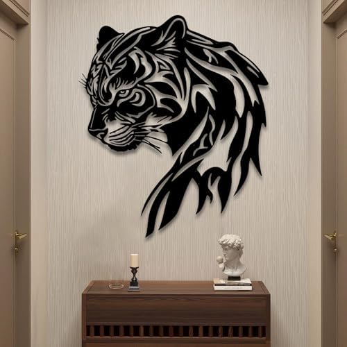Black Leopard Head Metal Wall Art 47x40cm