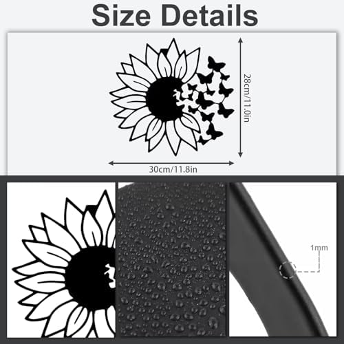 CLKFDCH Metal Sunflower Wall Art Black Decor