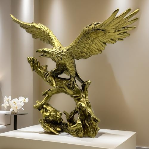 132 Inch Gold Bald Eagle Statue Resin Sculpture