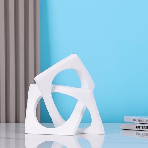 Modern Geometric White Knot Sculpture Statue Decor