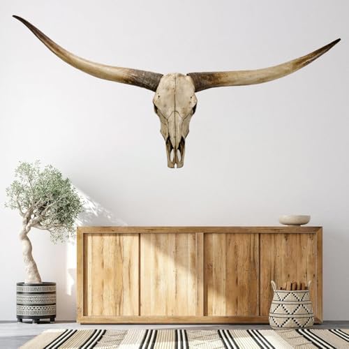 SvRite 70 Inch Long Horn Cow Skull Wall Decor