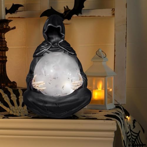 Gothic Resin Sitting Statue with Glowing Ball 59 Inch