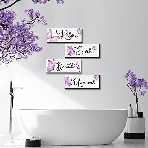 Weysat 4 Pcs Purple Butterfly Wall Art Decor