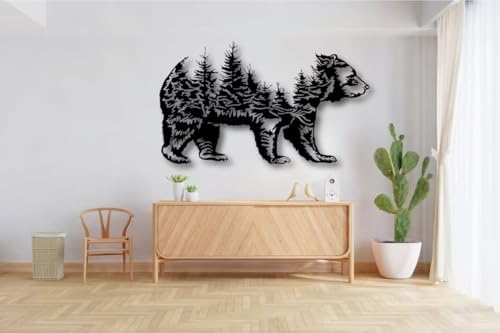 NORTH KAISER Bear Forest Wall Art Black Metal Decor