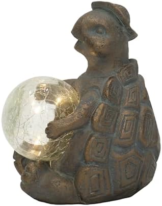 Sagebrook Home Solar Turtle Garden Statue 7 Inches Bronze Copper