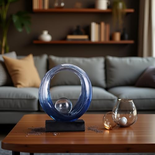 Golden Wave Resin Origami Statue Modern Abstract Home Decor Blue