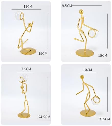 Golden Iron Sportsman Figurine with Crystal Ball Decor Sculpture