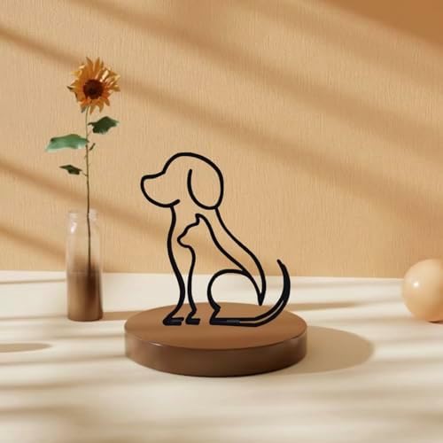 Minimalist Dog and Cat Wall Sculpture Art