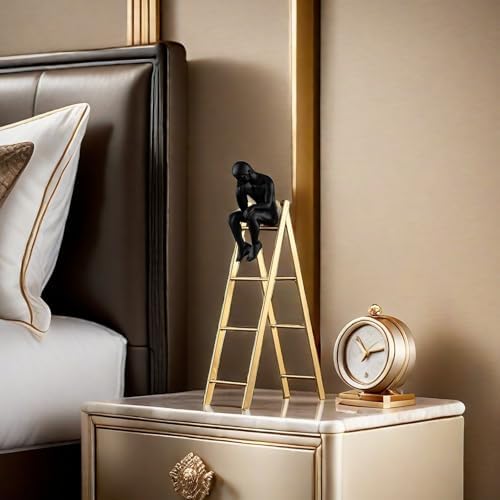 FUNSXBUG Thinker Statue Sitting on Ladder Decor Sculpture