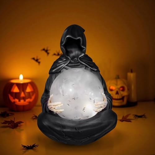 Gothic Resin Sitting Statue with Glowing Ball 59 Inch