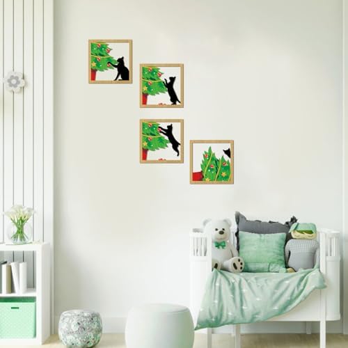 HOURIA 4PCS Black Cat Christmas Wall Sculptures