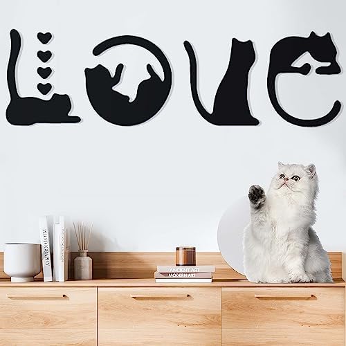 8Pcs Black Metal Cat Wall Art Set