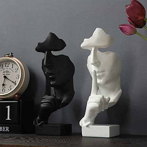 aboxoo Silence is Gold Thinker Statue Modern Resin Sculpture