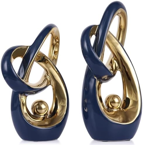 Modern Blue and Gold Decor Desk Sculpture for Home