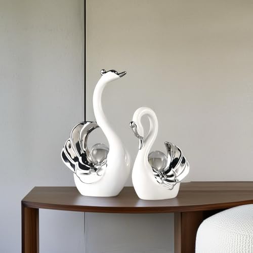 XINDAM Swan Figurines with Crystal Ball Decor 1