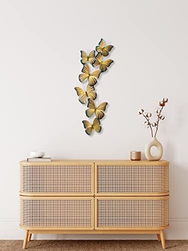 TI Design Butterflies Gold Teal Wall Sculpture