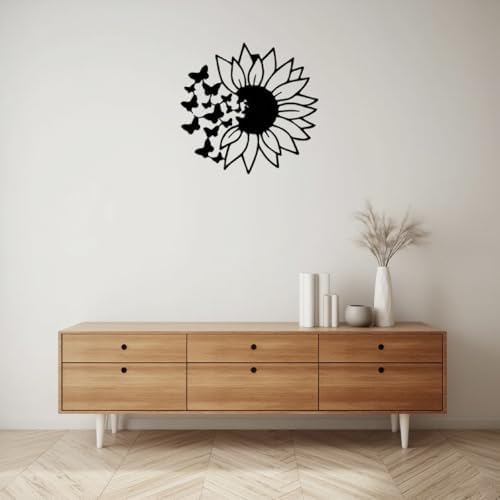 CLKFDCH Metal Sunflower Wall Art Black Decor