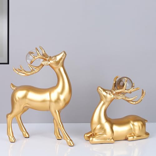 BELLA GLOBE Gold Reindeer Christmas Decor Statues