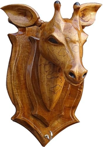 Handcrafted Wooden Giraffe Wall Sculpture - 12x6x6 Inches
