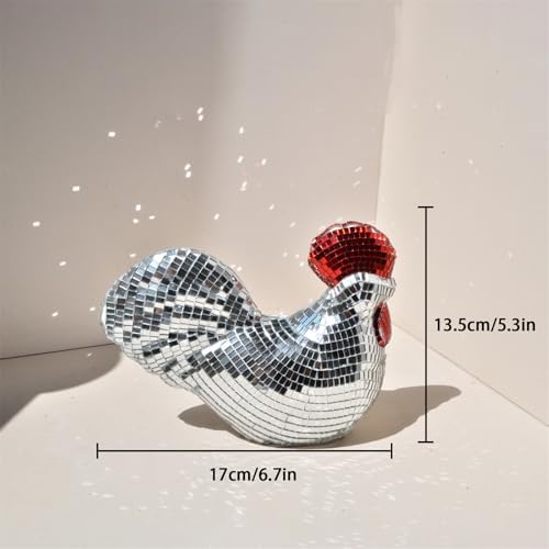 Modern Mirror Disco Ball Chicken Shape Decor
