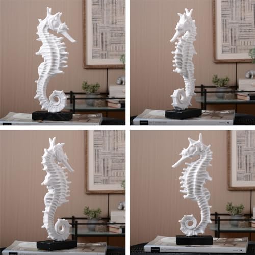 HAUCOZE Sea Horse Statue Decor 134inch Polyresin Sculpture
