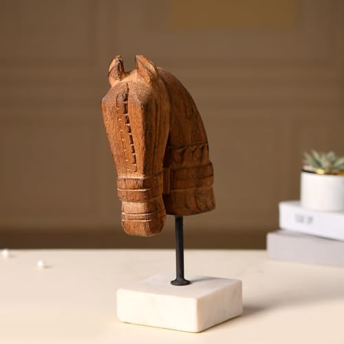 Antique Wooden Horse Head Decor Statue