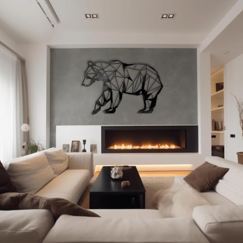 XXQ Black Bear Wall Sculpture 30x20 Metal Art for Modern Home